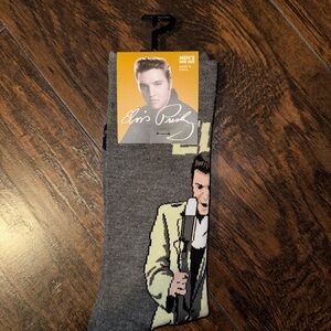 Elvis Presley Novelty Crew Socks Gray One Size